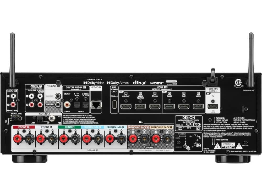 AVR-S770H AV receiver, rear panel