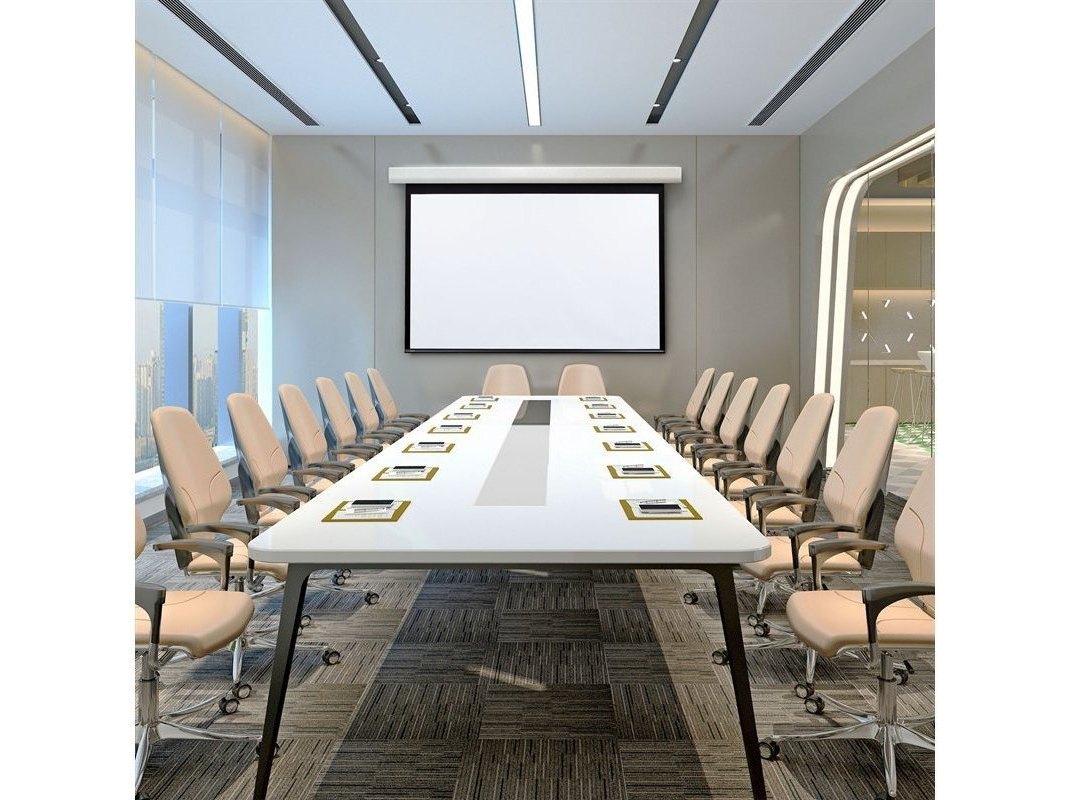 Draper Acumen E projection screen installed in a conference room