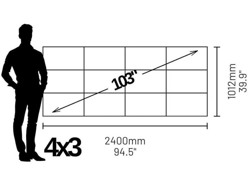 LP3040312S Phase 3840 103" 2.37:1 Cinemascope Video Wall (1.2mm) - size and dimensions diagram