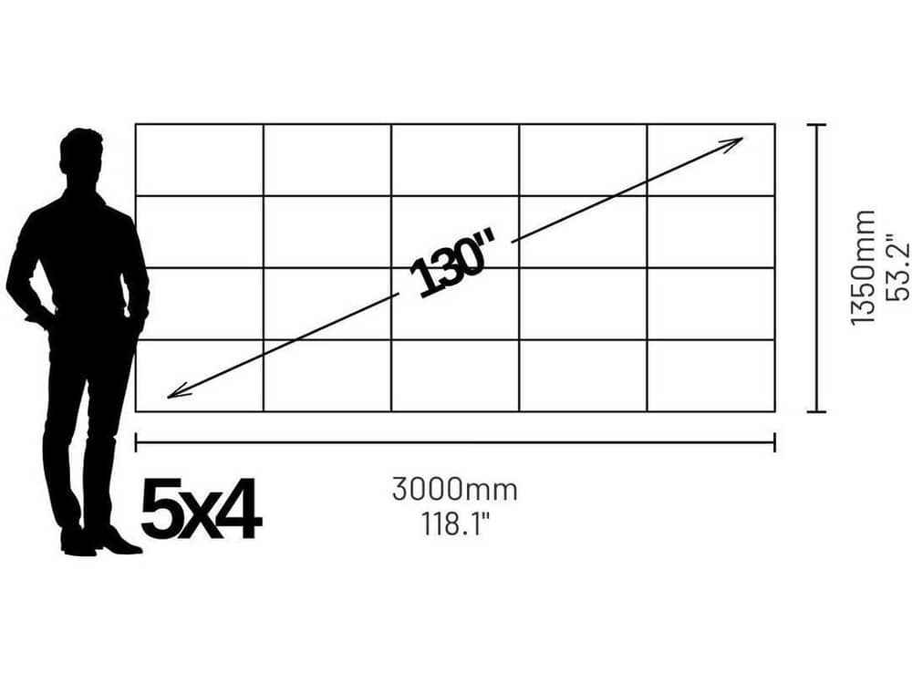 LP3050409S Phase 3840 130" 2.22:1 Cinemascope Video Wall (0.9mm) - size and dimensions diagram