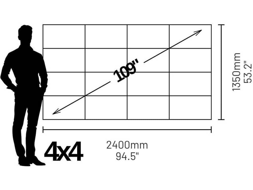 LP7040412S Phase 7680 109" 16:9 Widescreen Video Wall (1.2mm) - size and dimensions diagram
