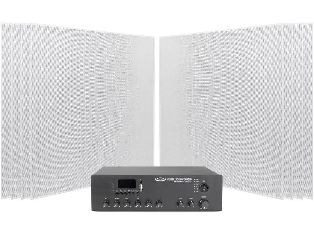 Office Speaker System with 8 SP8 8" Low-Profile Ceiling Tile Speakers and MA120BT 120W Bluetooth Mixer Amplifier
