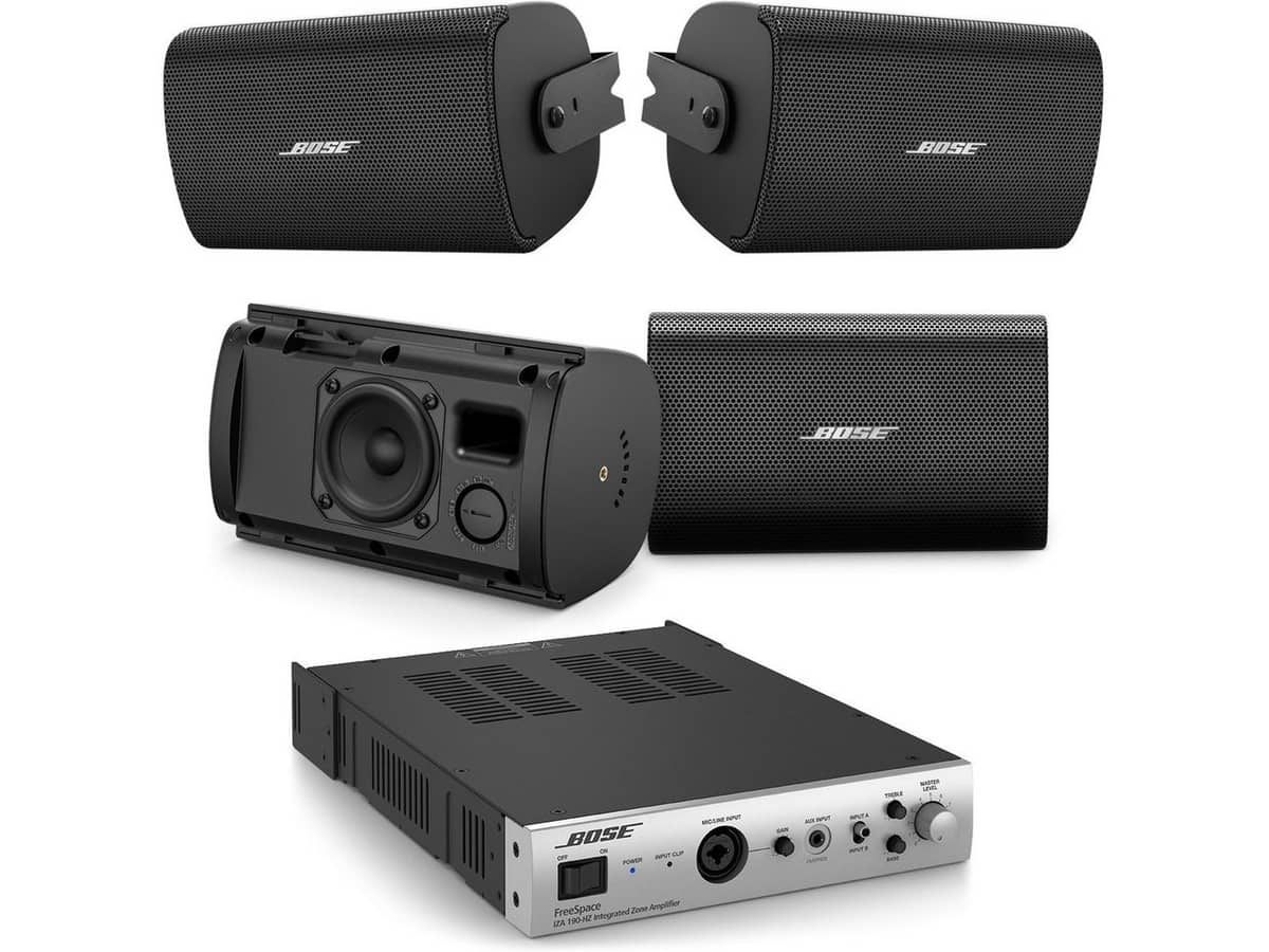Bose Professional AudioPack Pro S4 with 4 FreeSpace FS2SE Black Wall Mount Speakers and IZA 190-HZ Integrated Zone Amplifier