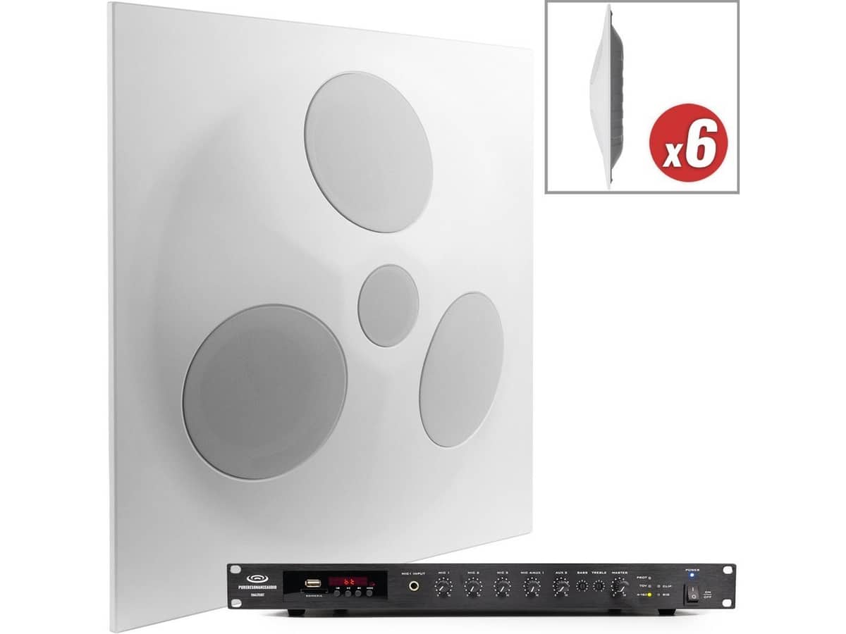 Sanctuary Sound System with 6 SD5 SuperDispersion Ceiling Speaker Arrays and RMA350BT 350W Rack Mount Bluetooth Mixer Amplifier
