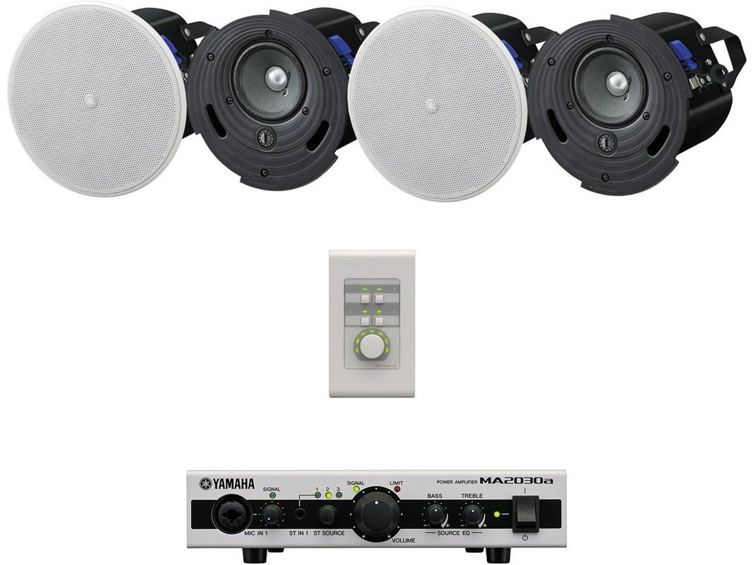 Yamaha Restaurant Sound System with 4 VXC4 In-Ceiling Speakers and MA2030a Mixer Amplifier
