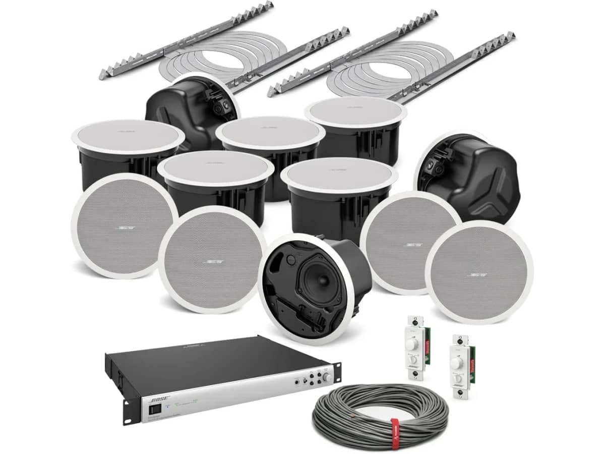 Bose Retail Store Sound System with 12 FreeSpace FS4CE Ceiling Speakers and FreeSpace IZA 2120 HZ Zone Amplifier