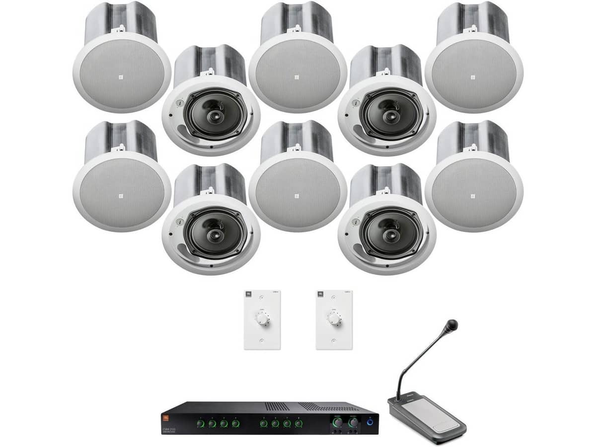 Retail Store Sound System with 28 JBL Control 16C/T In-Ceiling Loudspeakers and Mixer Amplifier
