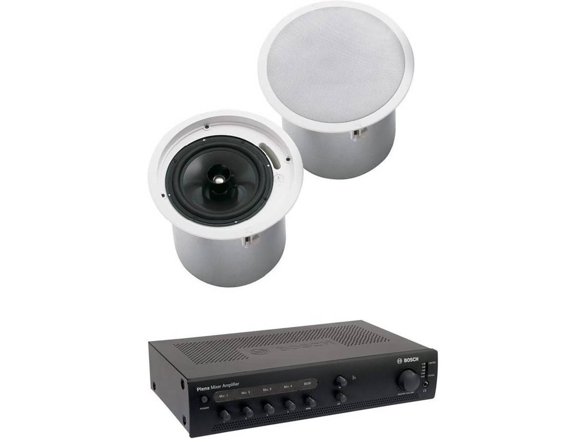 Retail Store Sound System with 2 Electro-Voice EVID C4.2 4 In-Ceiling Loudspeakers and Bosch PLENA Mixer Amplifier