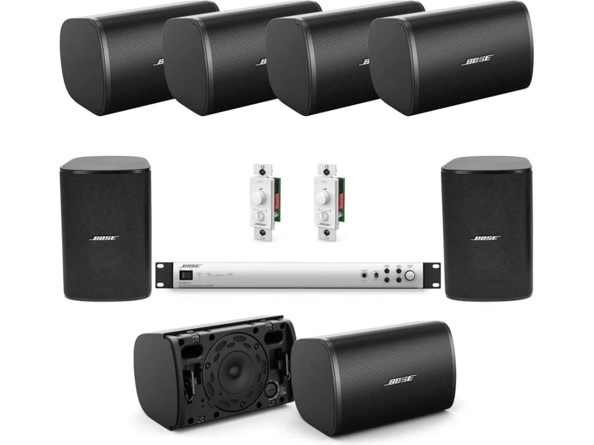 Retail Store Sound System with 8 Bose Professional Surface Mount Speakers, Integrated Zone Amplifier and 2 Volume Controls