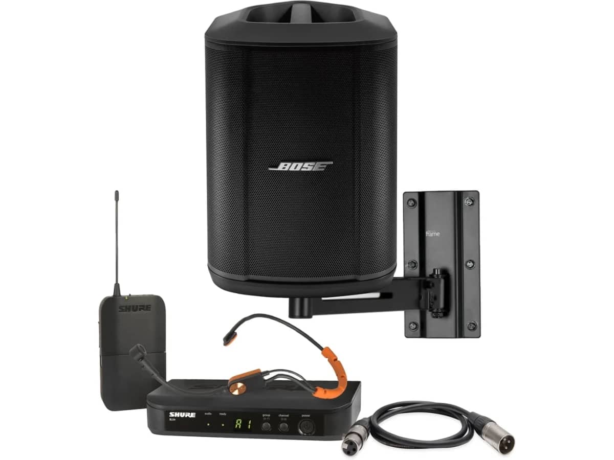 Bose S1 Pro+ Installed Fitness Sound System Package with Bluetooth and Sweatproof Headworn Microphone