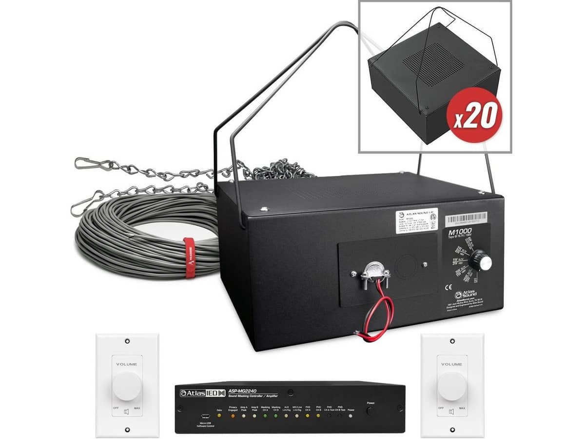 Medical Facility Sound Masking System with 20 Plenum Sound Masking Speakers, and 2-Zone Amplifier for up to 5000SF