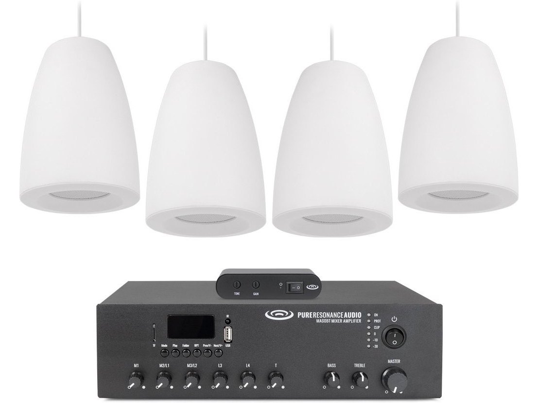 Sound Masking System with 8 C3 3" 70 Volt Pendant Speakers, MA60BT 60W Mixer Amplifier and SMG1 Sound Masking Generator