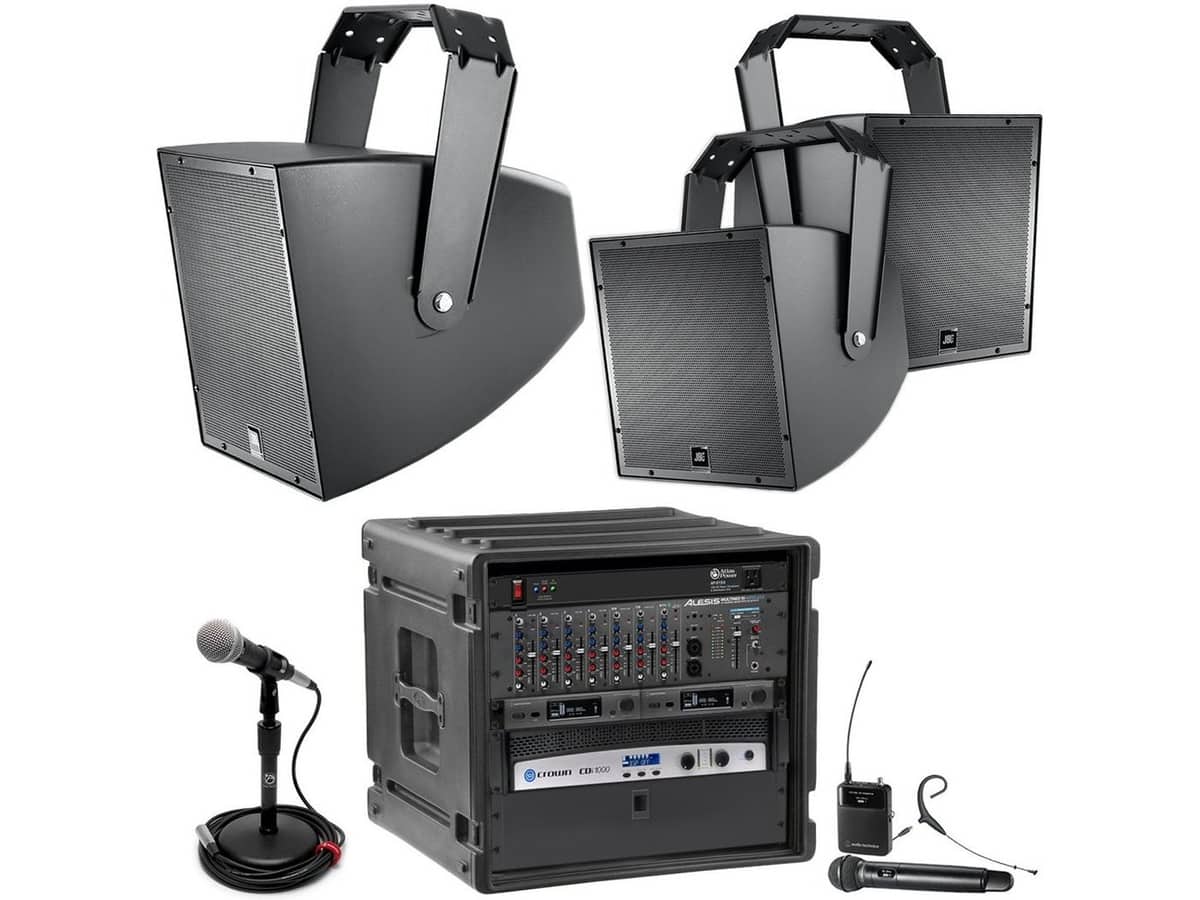 JBL Outdoor Stadium Speaker System with 3 All-Weather Loudspeakers, Bluetooth Mixer and Microphones